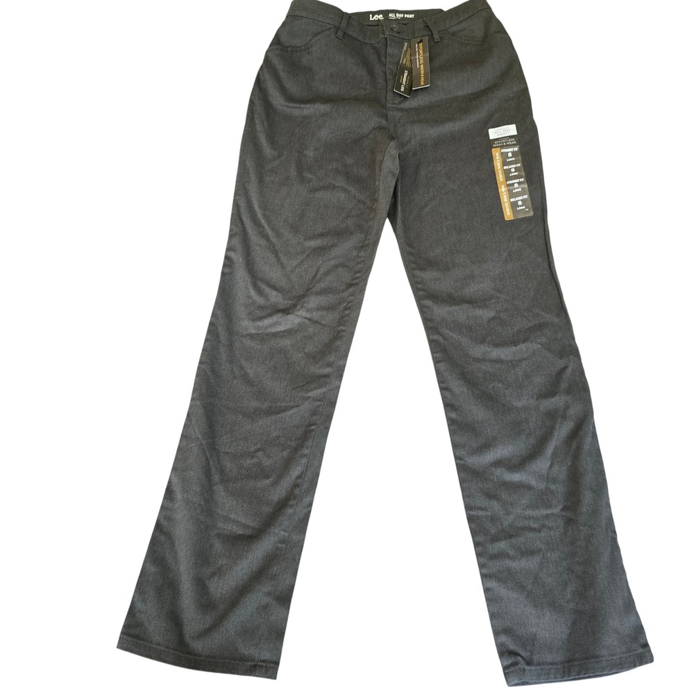 Lee All Day Pant Women 8 Long Charcoal Straight Leg Effortless Wash Wear 4631202
